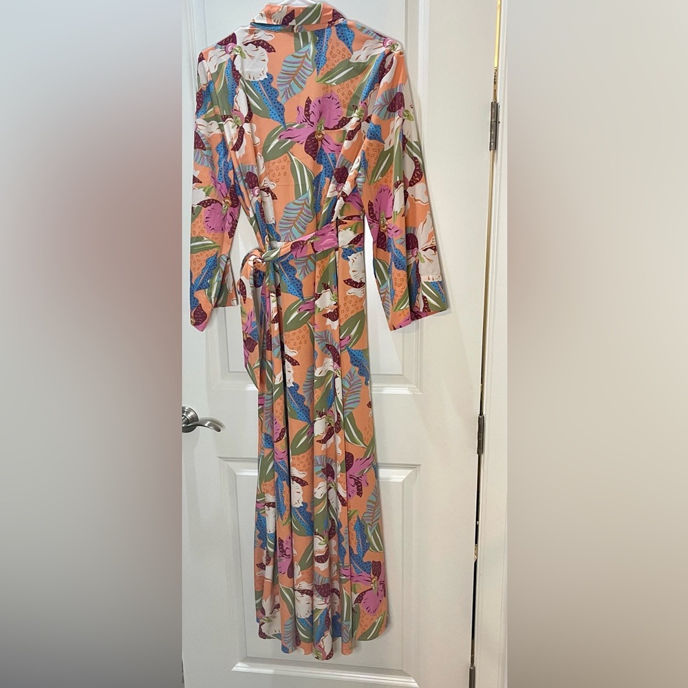 House of Chic Floral Maxi Wrap Dress Beautiful Multicolor Size L - Picture 6 of 7